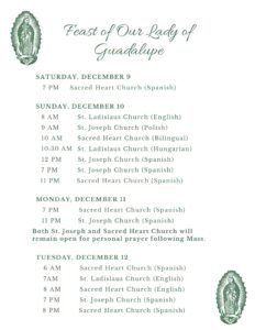 Our Lady of Guadalupe Mass (Spanish) @ St. Joseph Church